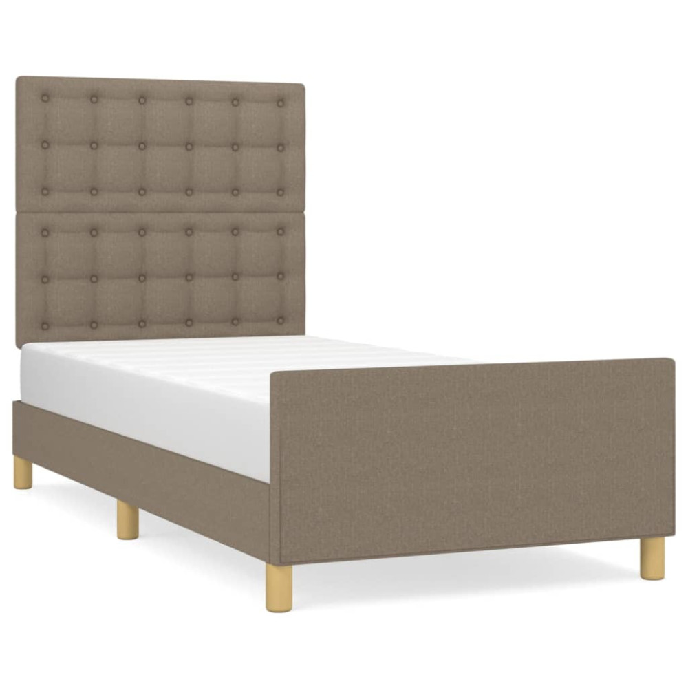 Produktbild för Sängram utan madrass taupe 100x200 cm tyg