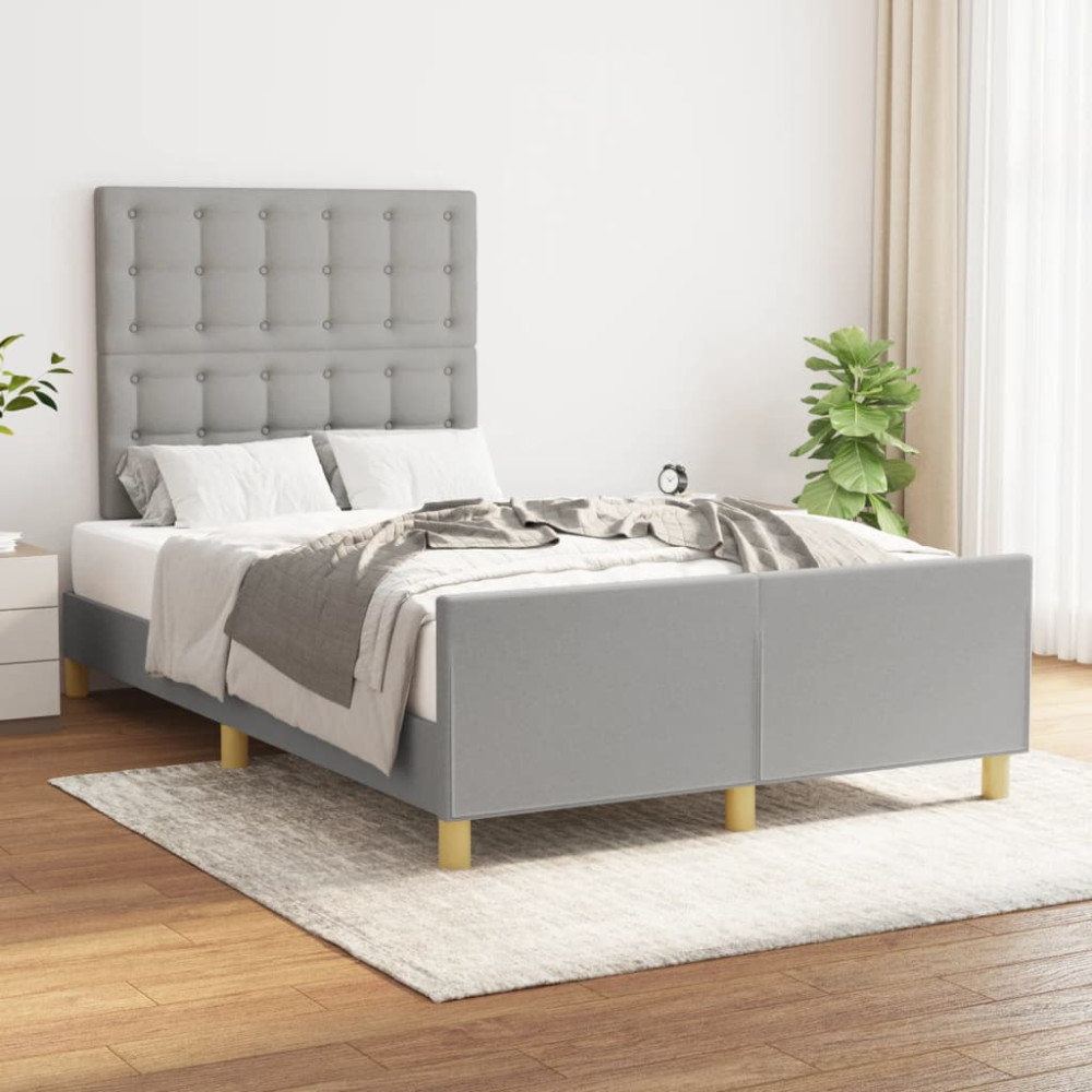 Produktbild för Sängram utan madrass ljusgrå 120x200 cm tyg