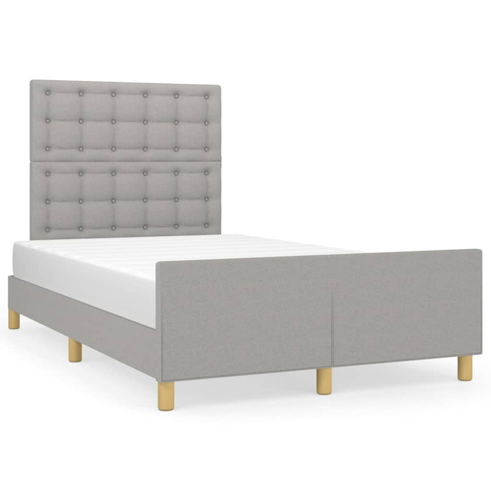 Produktbild för Sängram utan madrass ljusgrå 120x200 cm tyg