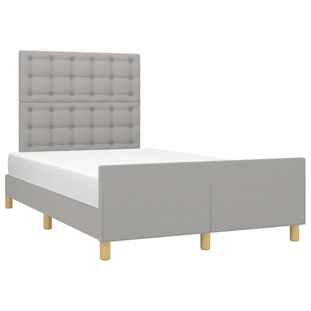 Produktbild för Sängram utan madrass ljusgrå 120x200 cm tyg