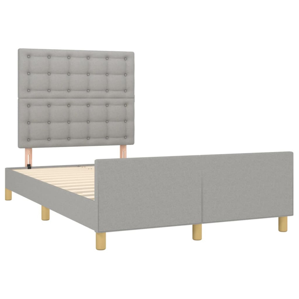 Produktbild för Sängram utan madrass ljusgrå 120x200 cm tyg