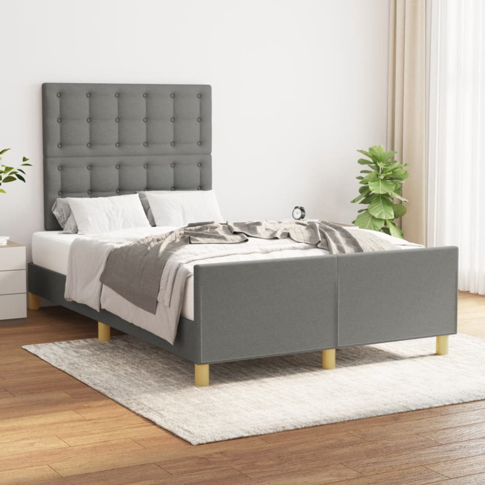 Produktbild för Sängram utan madrass mörkgrå 120x200 cm tyg