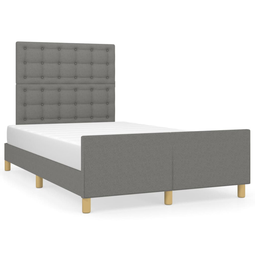 Produktbild för Sängram utan madrass mörkgrå 120x200 cm tyg
