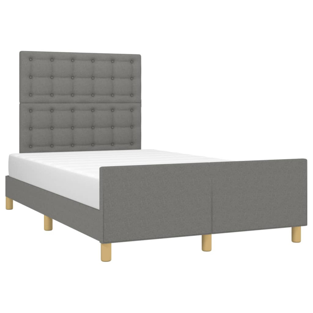 Produktbild för Sängram utan madrass mörkgrå 120x200 cm tyg