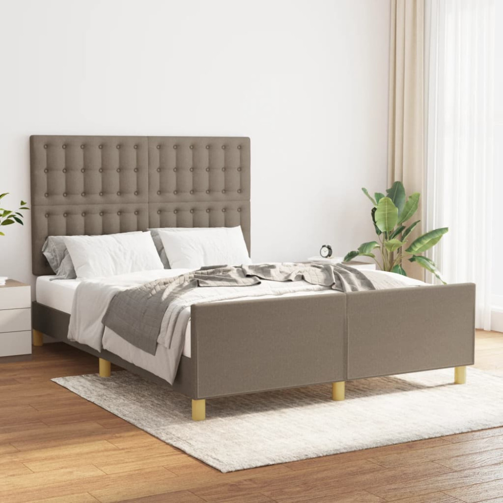 Produktbild för Sängram utan madrass taupe 140x190 cm tyg