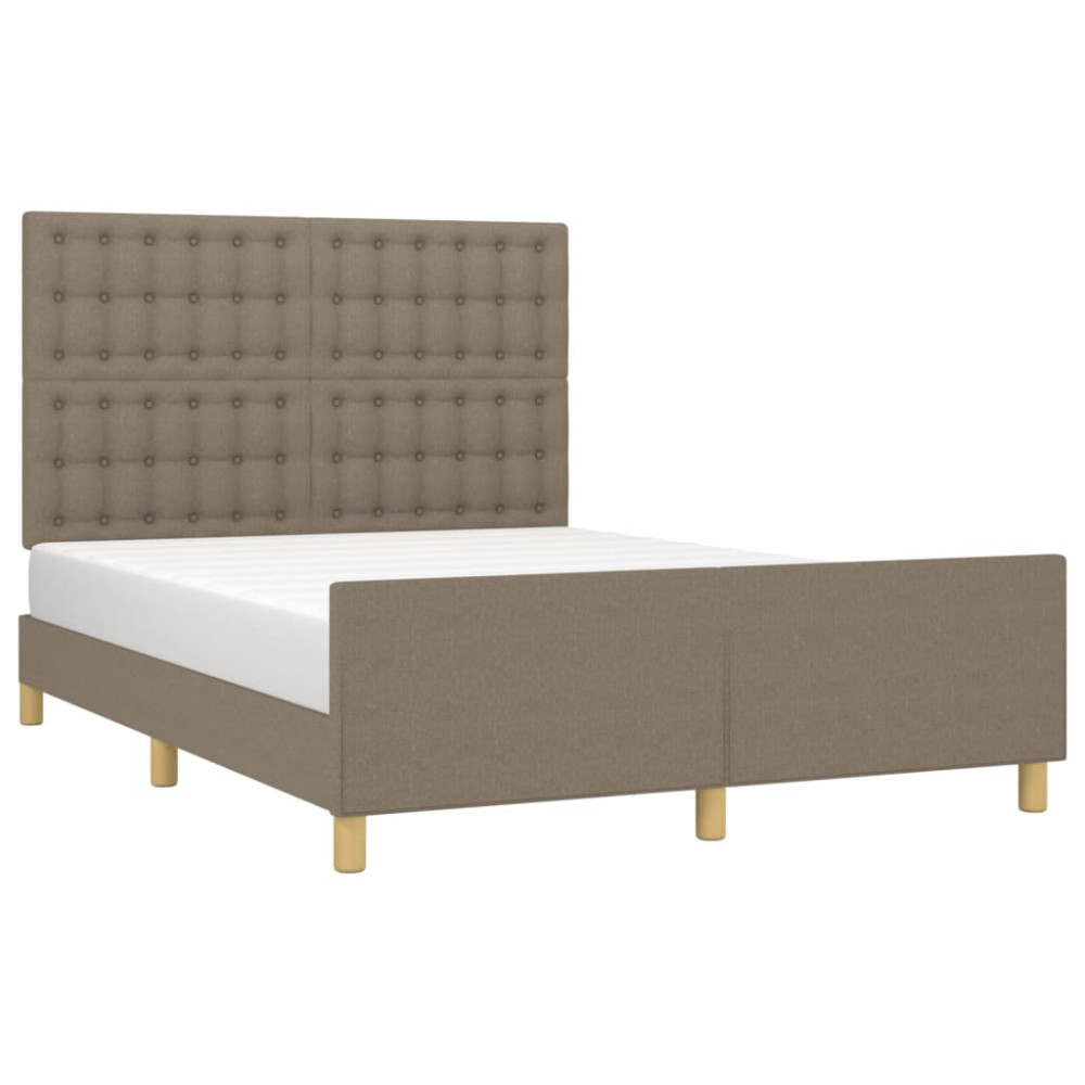 Produktbild för Sängram utan madrass taupe 140x190 cm tyg