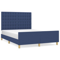 Produktbild för Sängram utan madrass blå 140x190 cm tyg