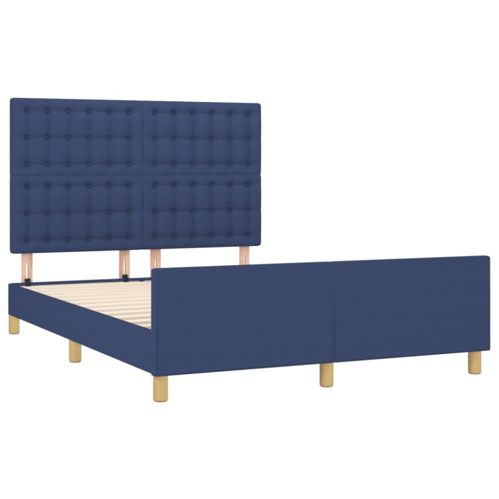 Produktbild för Sängram utan madrass blå 140x190 cm tyg