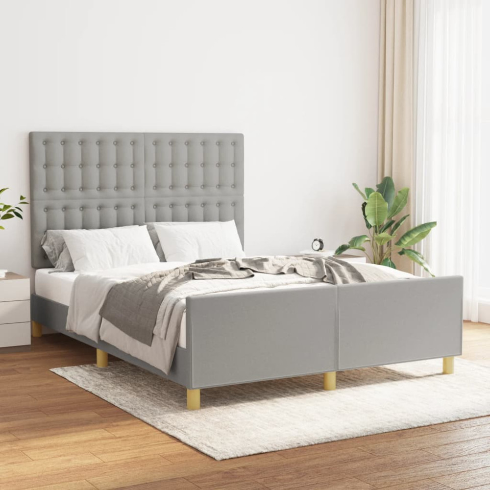 Produktbild för Sängram utan madrass ljusgrå 140x200 cm tyg