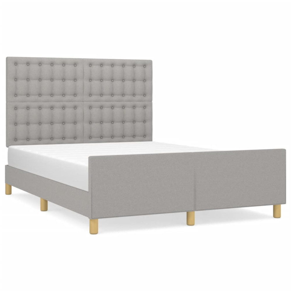 Produktbild för Sängram utan madrass ljusgrå 140x200 cm tyg