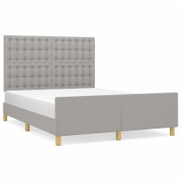 Produktbild för Sängram utan madrass ljusgrå 140x200 cm tyg
