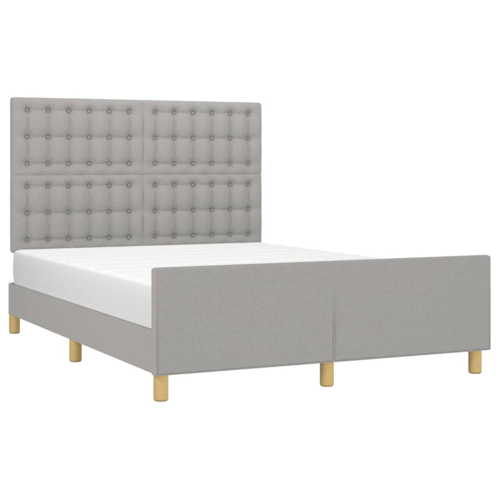 Produktbild för Sängram utan madrass ljusgrå 140x200 cm tyg