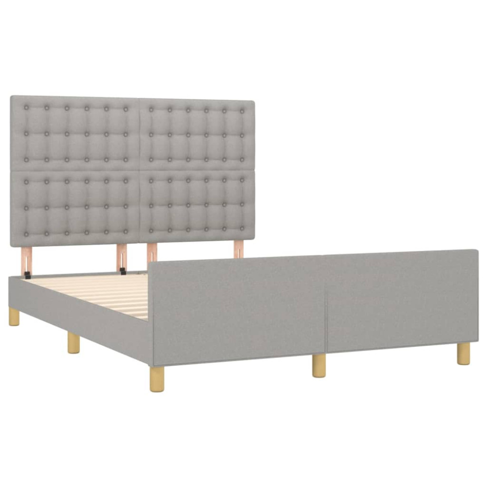 Produktbild för Sängram utan madrass ljusgrå 140x200 cm tyg