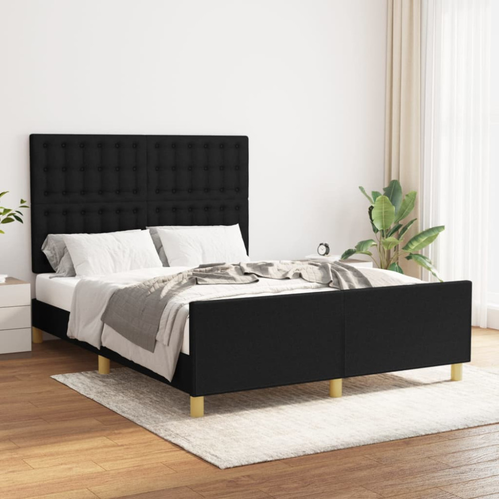 Produktbild för Sängram utan madrass svart 140x200 cm tyg