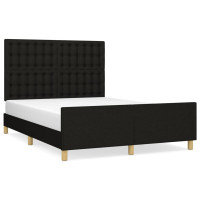 Produktbild för Sängram utan madrass svart 140x200 cm tyg