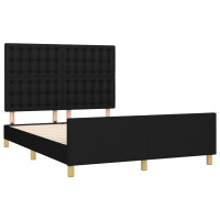 Produktbild för Sängram utan madrass svart 140x200 cm tyg