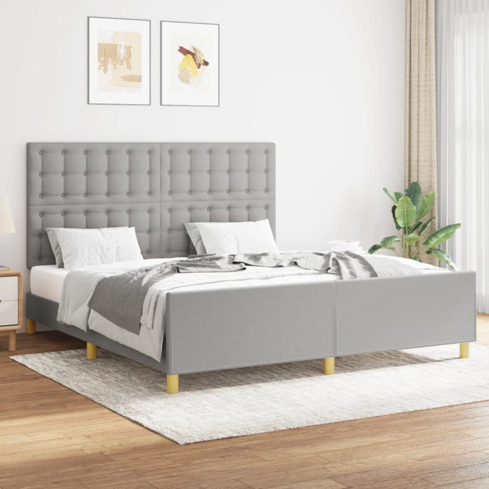 Produktbild för Sängram utan madrass ljusgrå 160x200 cm tyg