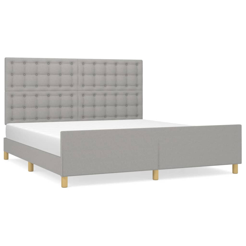 Produktbild för Sängram utan madrass ljusgrå 160x200 cm tyg