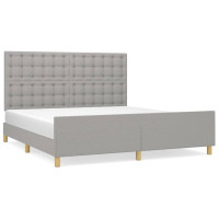 Produktbild för Sängram utan madrass ljusgrå 160x200 cm tyg