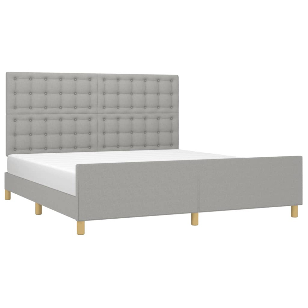 Produktbild för Sängram utan madrass ljusgrå 160x200 cm tyg