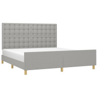Produktbild för Sängram utan madrass ljusgrå 160x200 cm tyg