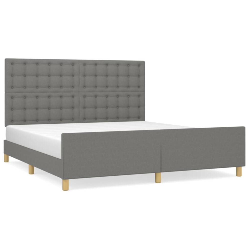 Produktbild för Sängram utan madrass mörkgrå 160x200 cm tyg