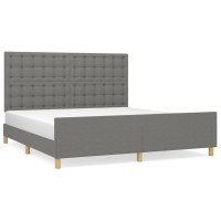 Produktbild för Sängram utan madrass mörkgrå 160x200 cm tyg