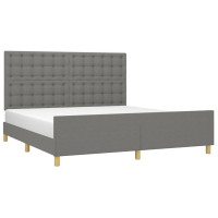 Produktbild för Sängram utan madrass mörkgrå 160x200 cm tyg