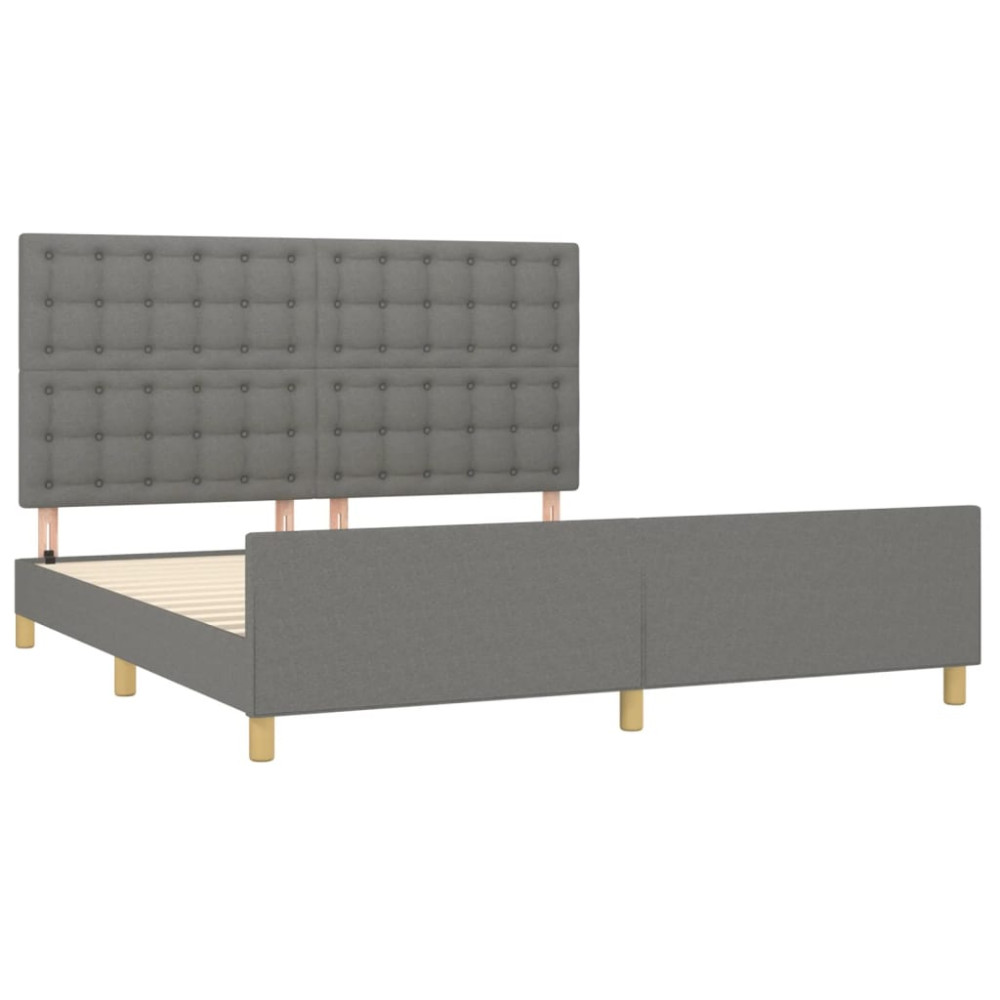 Produktbild för Sängram utan madrass mörkgrå 160x200 cm tyg