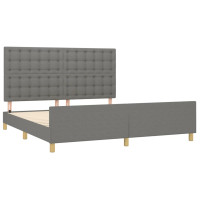 Produktbild för Sängram utan madrass mörkgrå 160x200 cm tyg