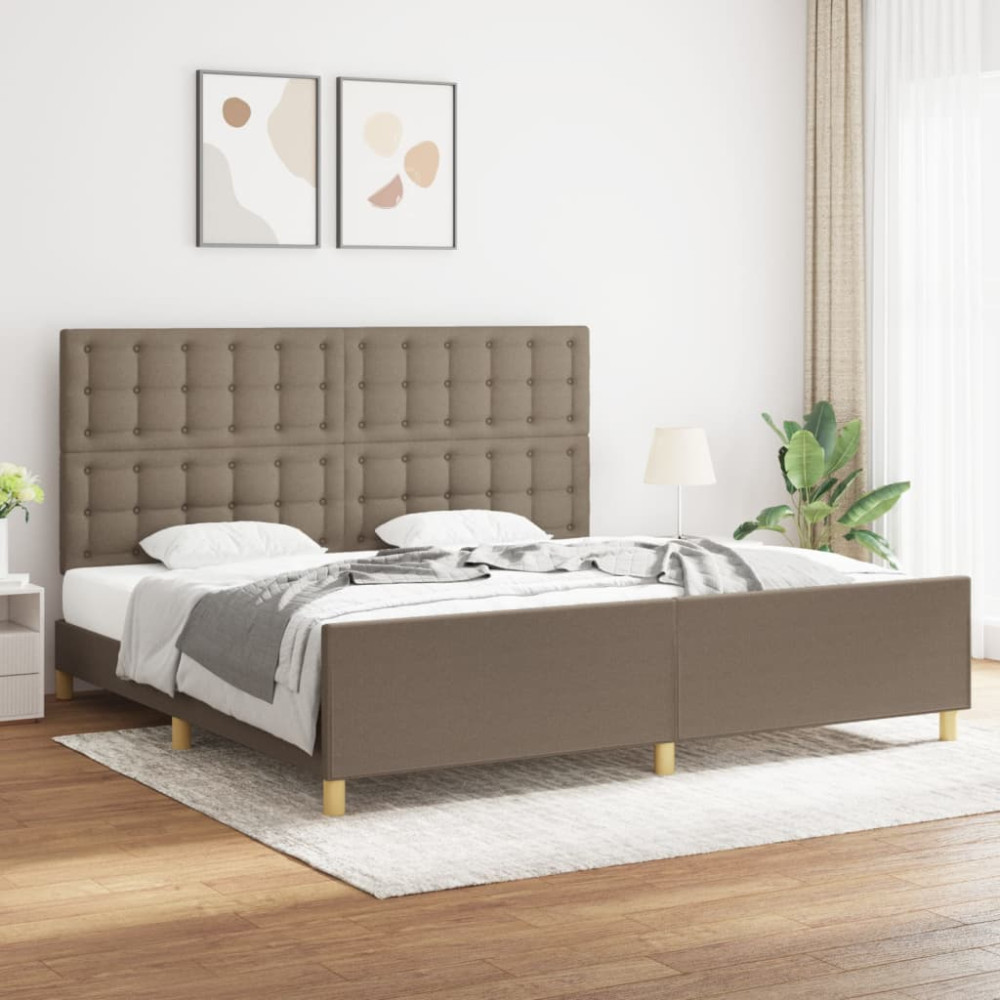 Produktbild för Sängram utan madrass taupe 200x200 cm tyg