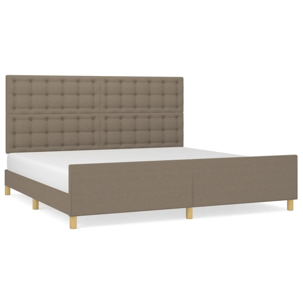 Produktbild för Sängram utan madrass taupe 200x200 cm tyg
