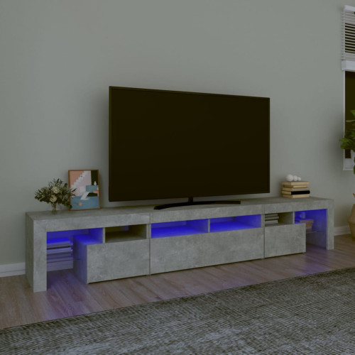 vidaXL Tv-bänk med LED-belysning betonggrå 230x36,5x40 cm