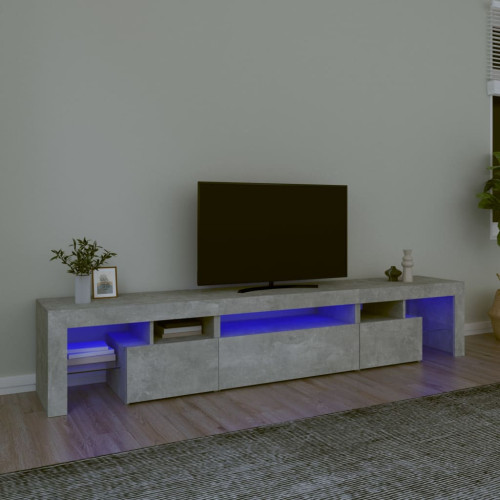 vidaXL Tv-bänk med LED-belysning betonggrå 215x36,5x40 cm