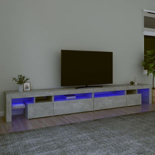 vidaXL Tv-bänk med LED-belysning betonggrå 290x36,5x40 cm