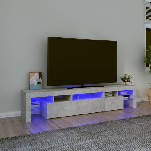 vidaXL Tv-bänk med LED-belysning betonggrå 200x36,5x40 cm