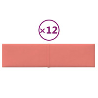 Produktbild för Väggpaneler 12 st Rosa 60x15 cm sammet 1,08 m²