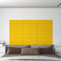 Produktbild för Väggpaneler 12 st gul 60x15 cm sammet 1,08 m²