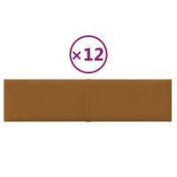 Produktbild för Väggpaneler 12 st brun 60x15 cm sammet 1,08 m²