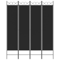 Miniatyr av produktbild för Rumsavdelare 4 paneler svart 160x200 cm tyg