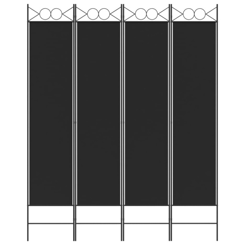 Produktbild för Rumsavdelare 4 paneler svart 160x200 cm tyg