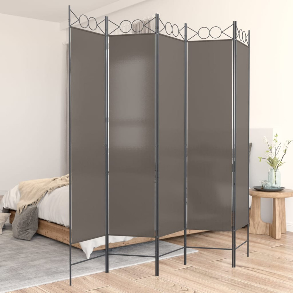Produktbild för Rumsavdelare 5 paneler antracit 200x200 cm tyg