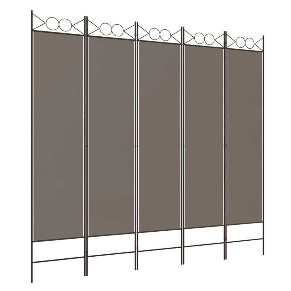 Produktbild för Rumsavdelare 5 paneler antracit 200x200 cm tyg