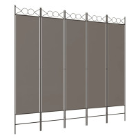 Produktbild för Rumsavdelare 5 paneler antracit 200x200 cm tyg