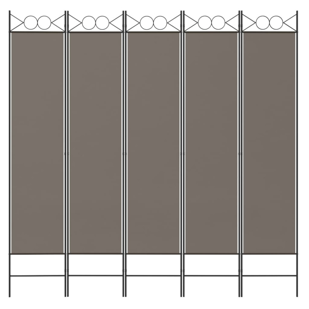 Produktbild för Rumsavdelare 5 paneler antracit 200x200 cm tyg