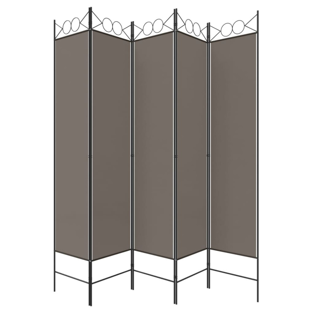 Produktbild för Rumsavdelare 5 paneler antracit 200x200 cm tyg