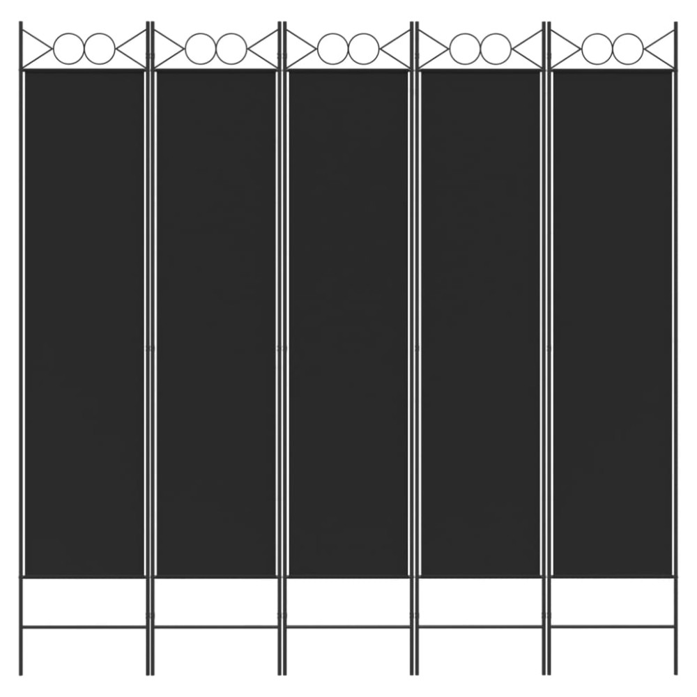 Produktbild för Rumsavdelare 5 paneler svart 200x200 cm tyg