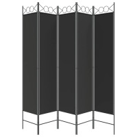 Produktbild för Rumsavdelare 5 paneler svart 200x200 cm tyg
