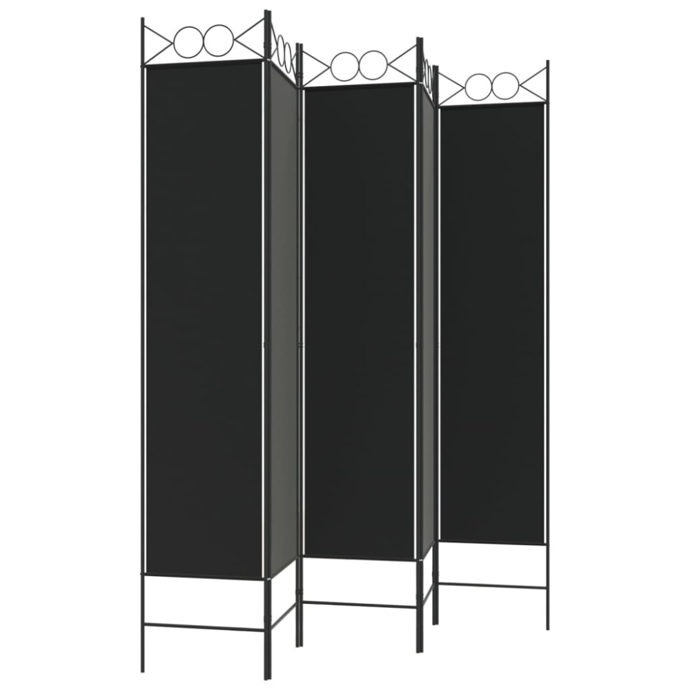 Produktbild för Rumsavdelare 5 paneler svart 200x200 cm tyg