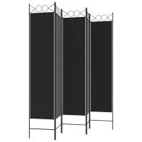 Produktbild för Rumsavdelare 5 paneler svart 200x200 cm tyg